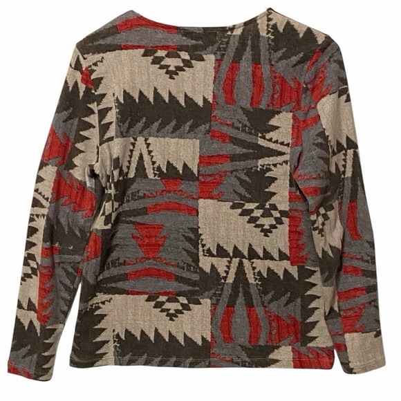 Lauren Ralph Lauren Navajo Print Pullover Cotton Top Southwest Bohemian Size XL - Picture 2 of 11